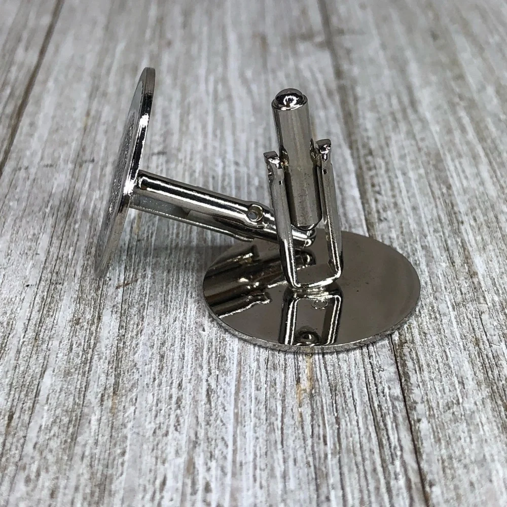 Vintage Karu Round Silver Engraved Cuff Links